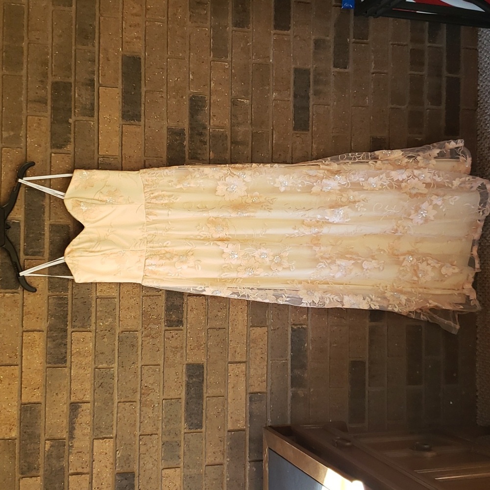 Speechless strapless, blush colored, lace prom/wedding dress. Size 5